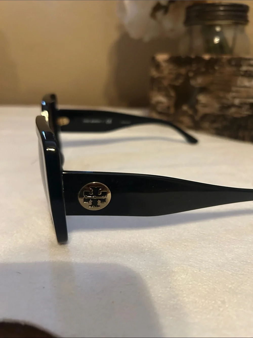 Tory Burch Black Oversized Square Sunglasses with Gradient Lenses